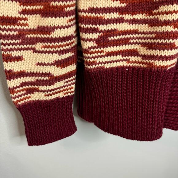 TORY BURCH Olivia Merino Wool Zip Front Cardigan Red Cordovan Women's M - Picture 11 of 16